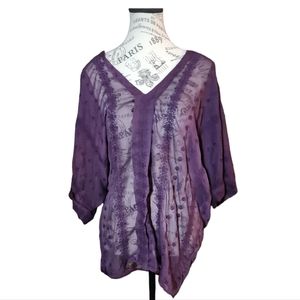 Philosophy Purple Long Sleeve Semi Sheer Blouse Size Large